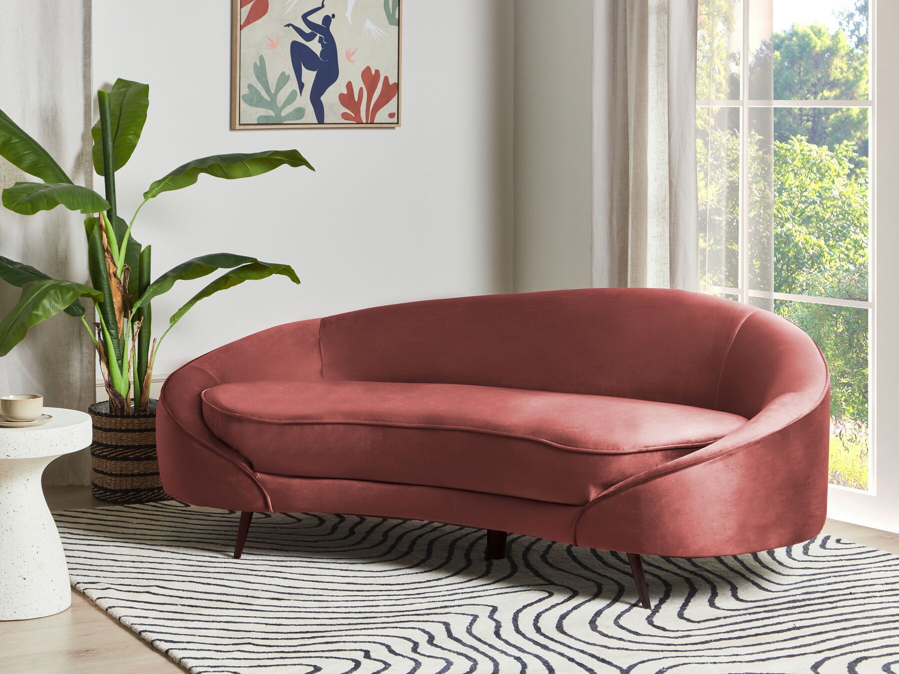 Canapé en velours 3 places Rouge L183cmxl85cmxH75cm SNOOV
