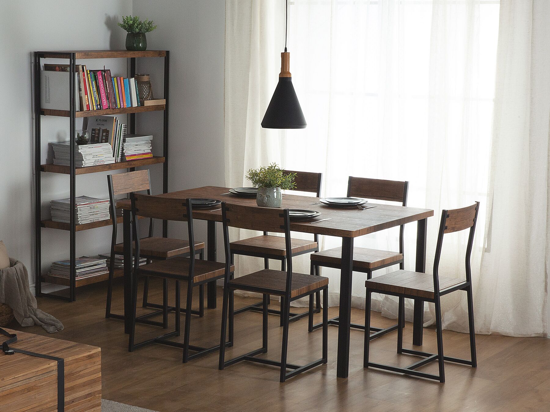 Table à manger Marron foncé style bistro L150cmxl90cmxH75cm ABERDE