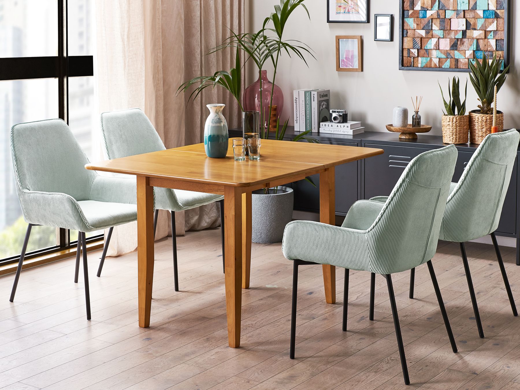 Table à manger extensible en bois d'hévéa Marron de L90cm à L120cm MASIO