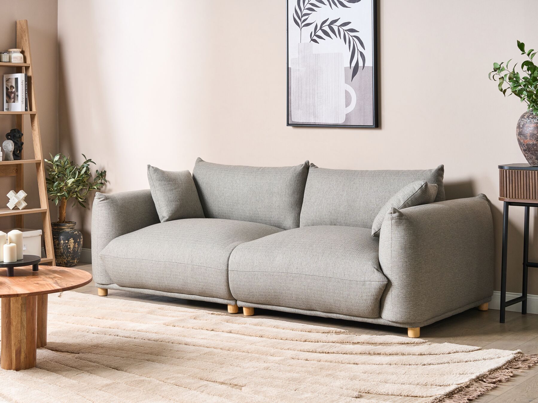 Canapé 3 places en tissu Gris L220cmxl104cmxH75cm MARNE