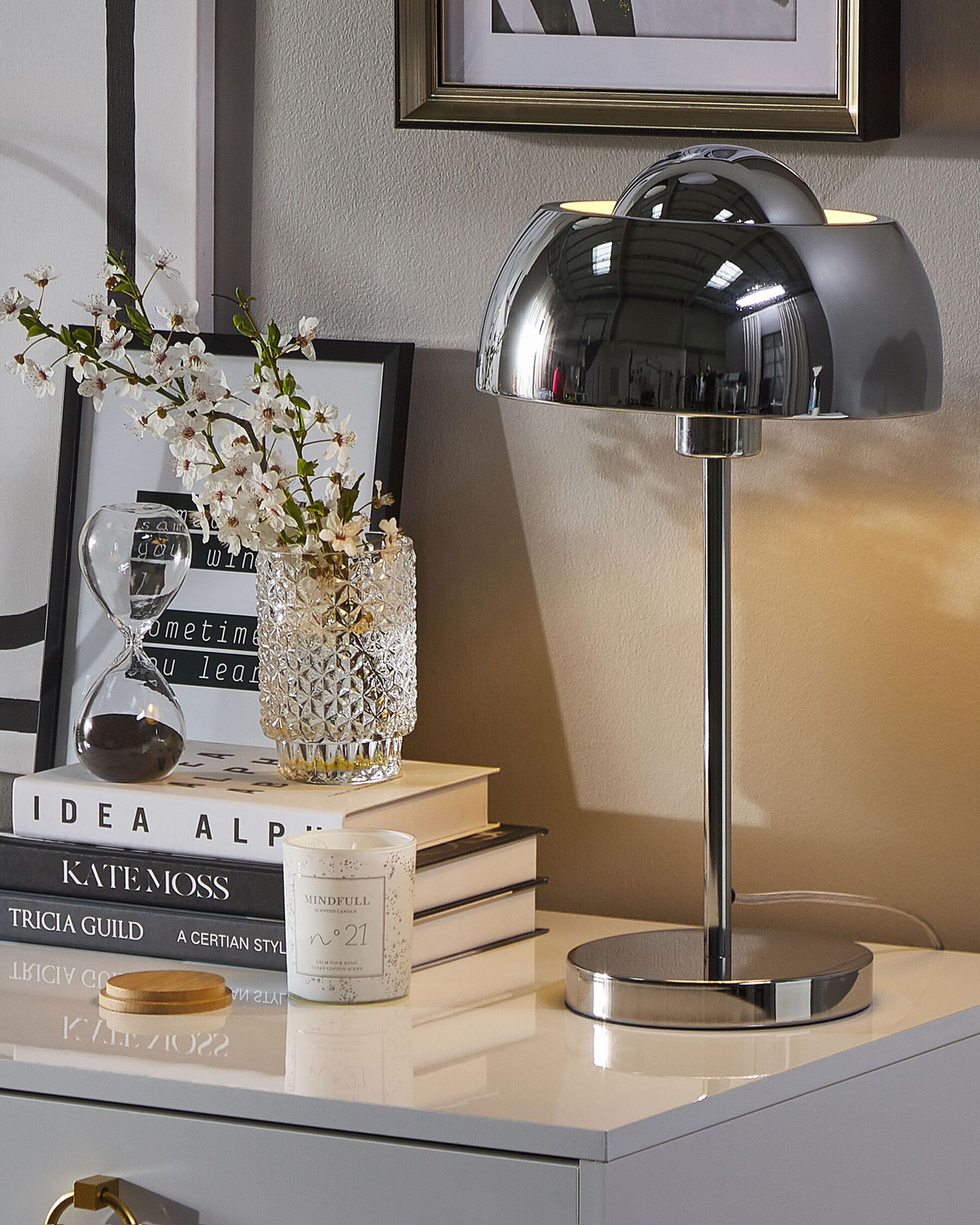 Lampe à poser en Métal Argenté H44cm EZLIAN