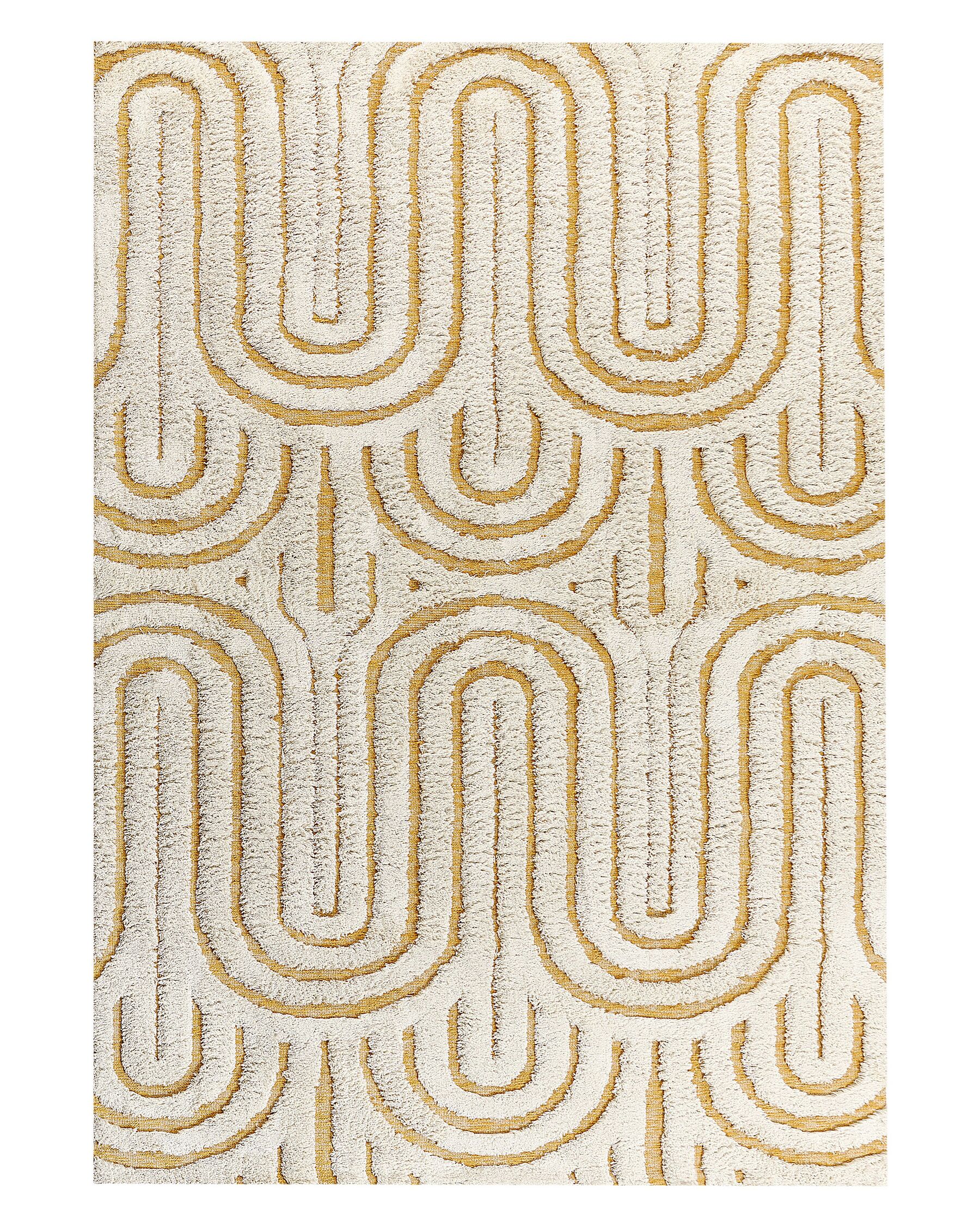 Tapis en coton Blanc cassé et Jaune l160cmxL230cm DIANE