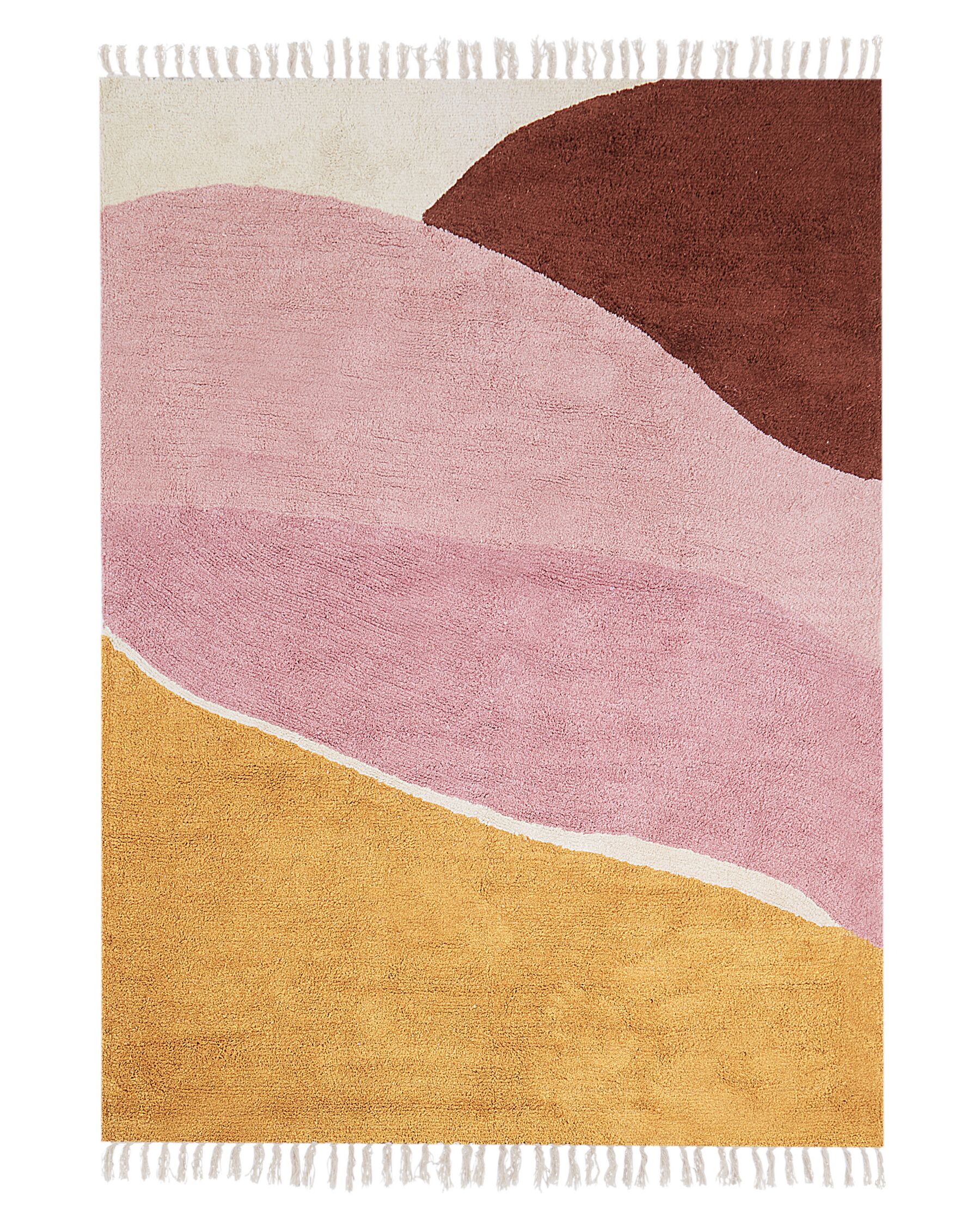 Tapis en coton Multicolore et Rose l140cmxL200cm FANY