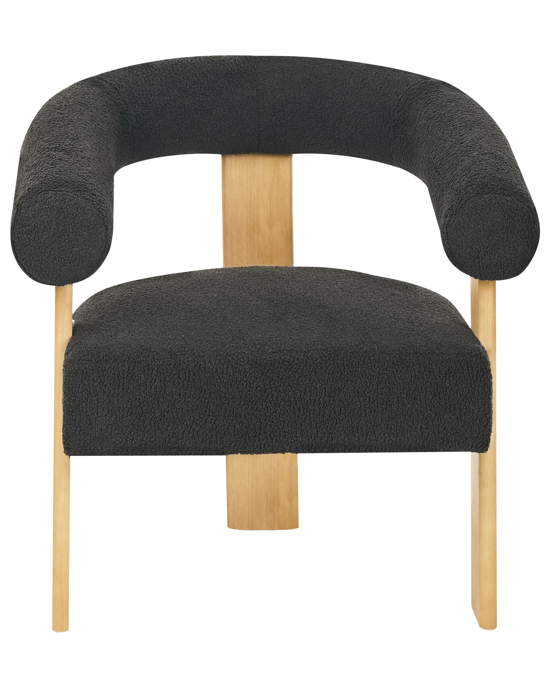 Fauteuil matière Bouclé Noir et bois Marron clair GELAM