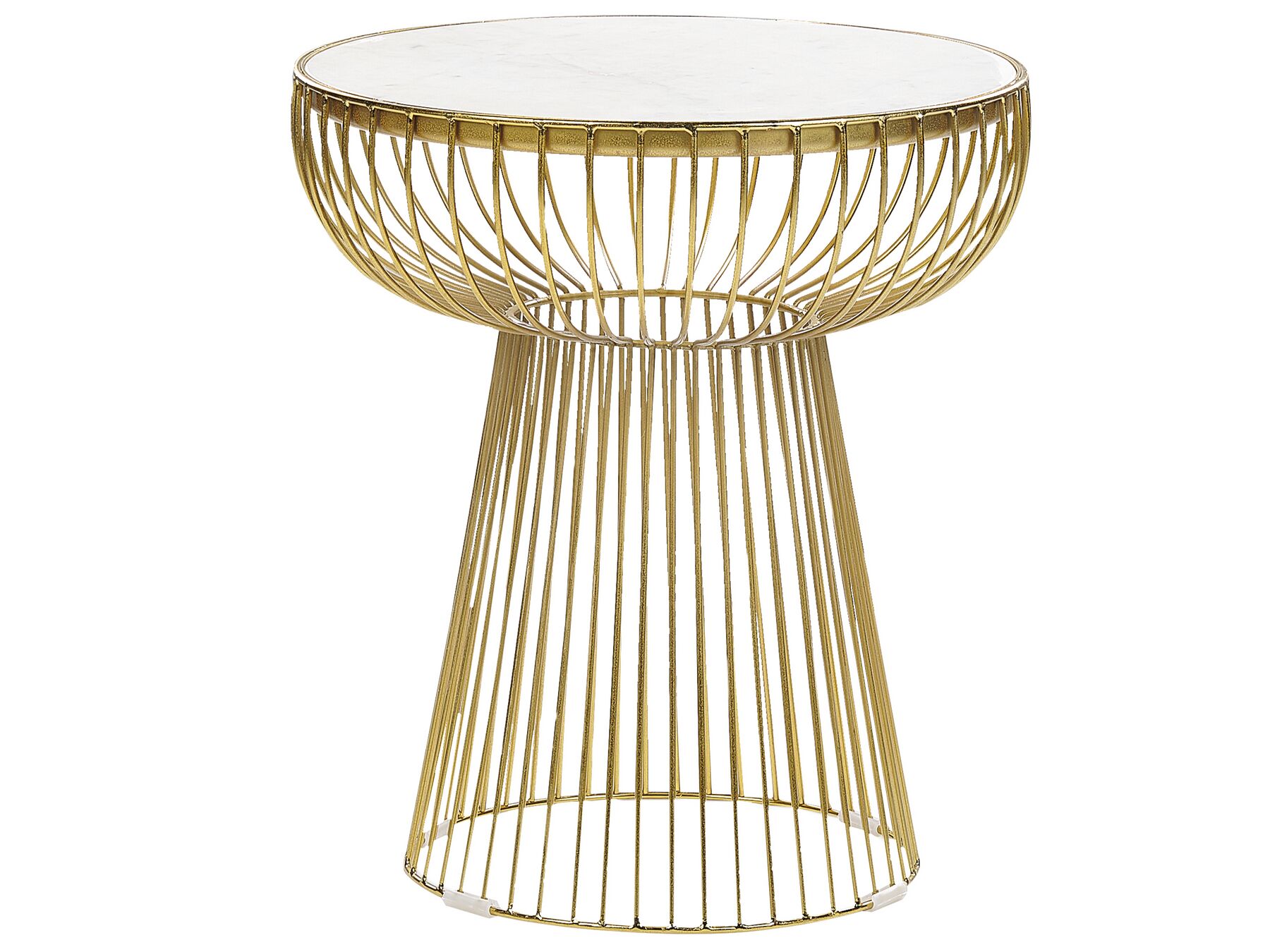 Table d'appoint ronde en marbre blanc et doré D42cmxH48cm DALIA