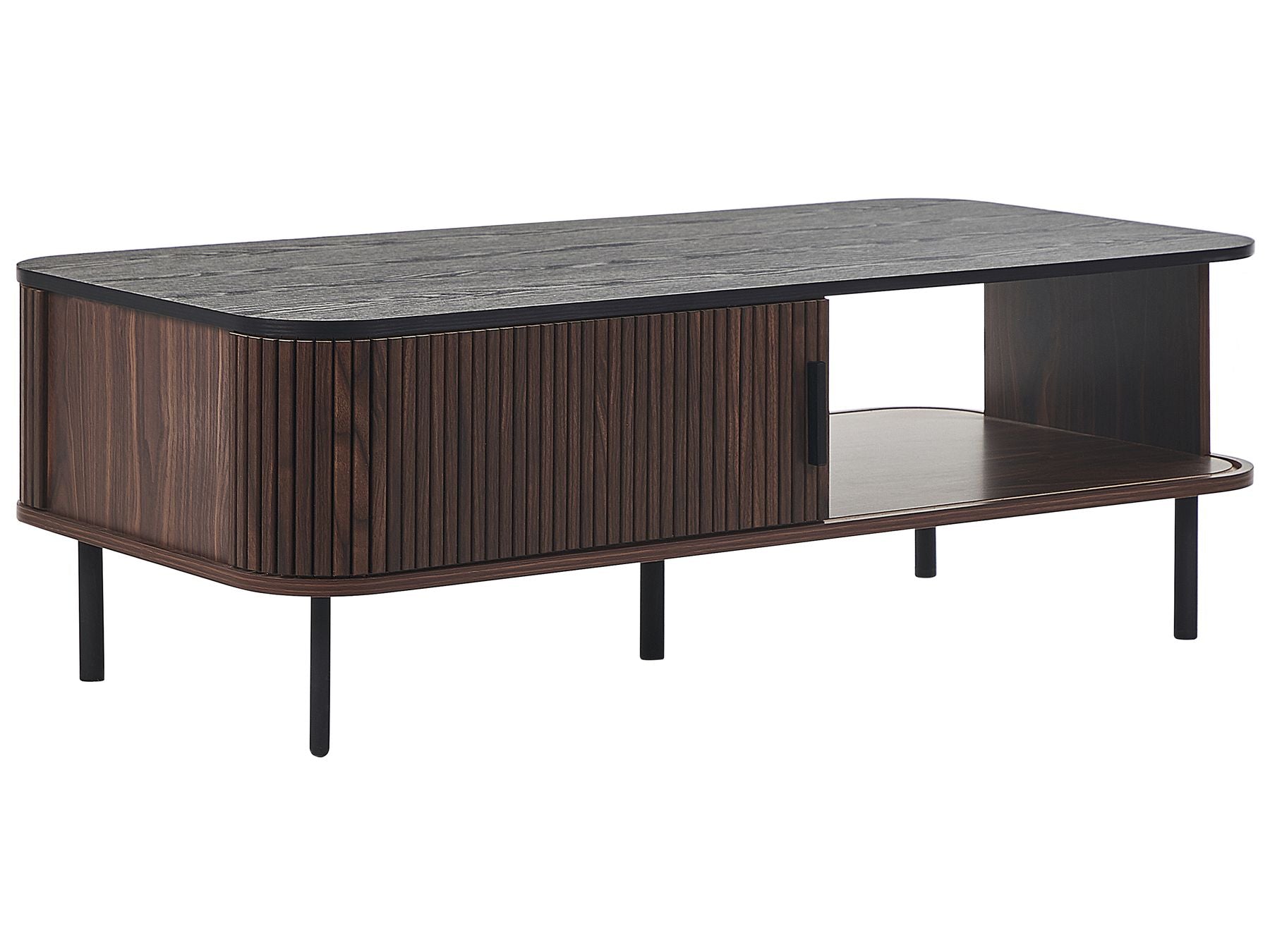 Table basse en Bois Marron foncé avec rangement L120cmxl60cmxH41cm NINKA