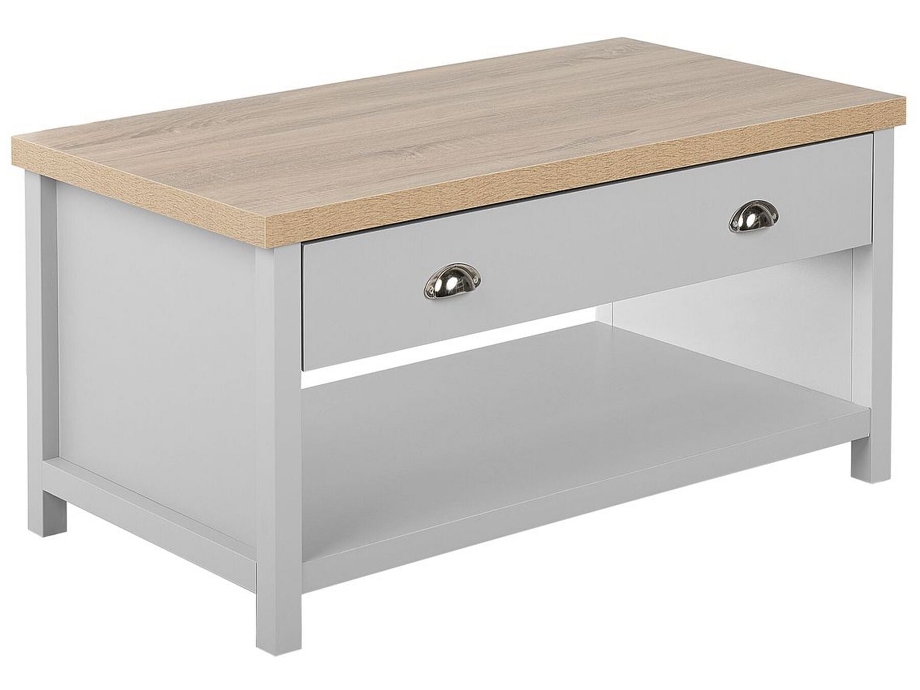 Table basse avec rangement en bois Gris clair L99cmxl55cmxH51cm RATIKA
