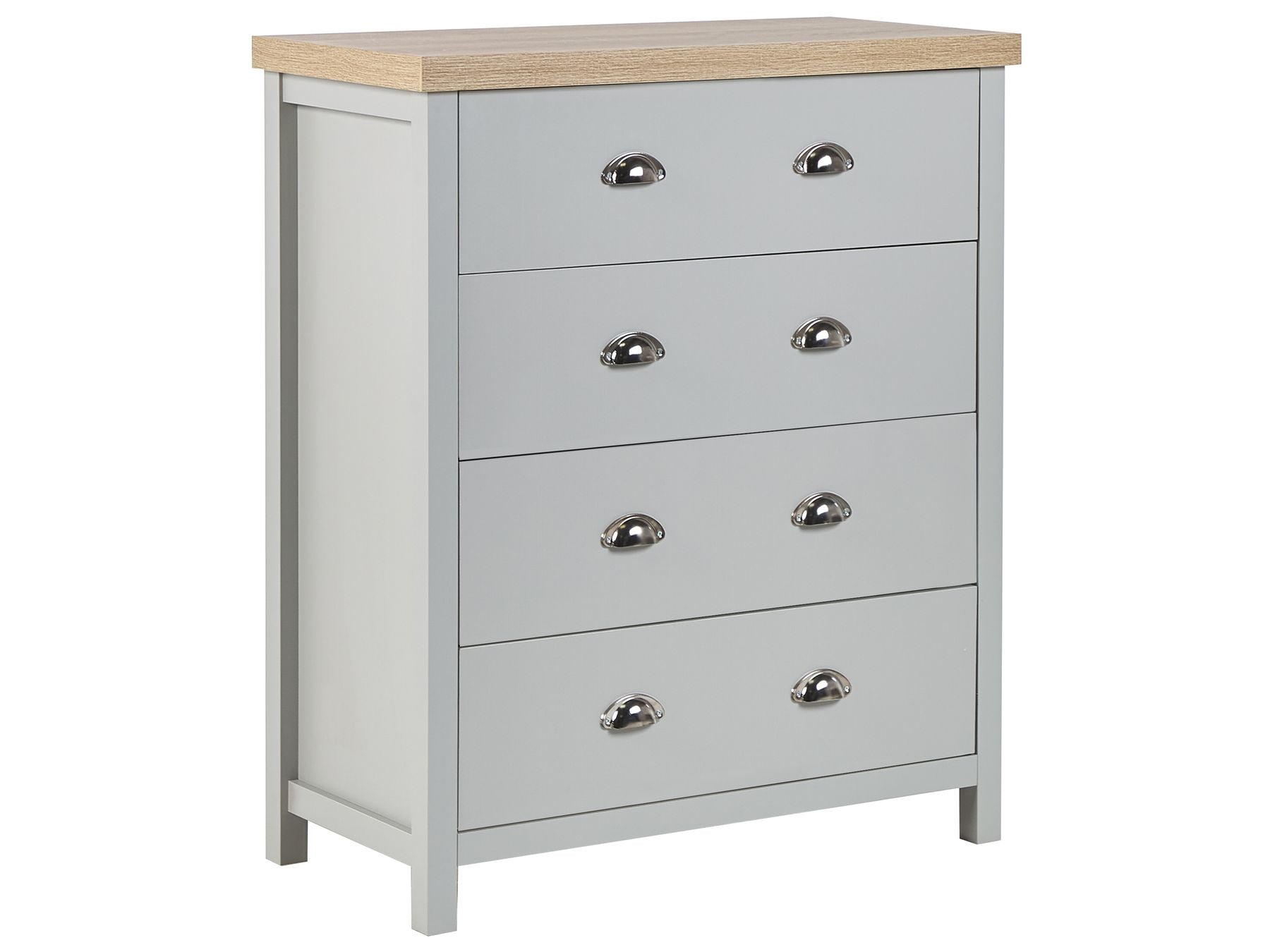 Commode 4 tiroirs en bois Gris clair L79cmxl39cmxH95cm RATIKA