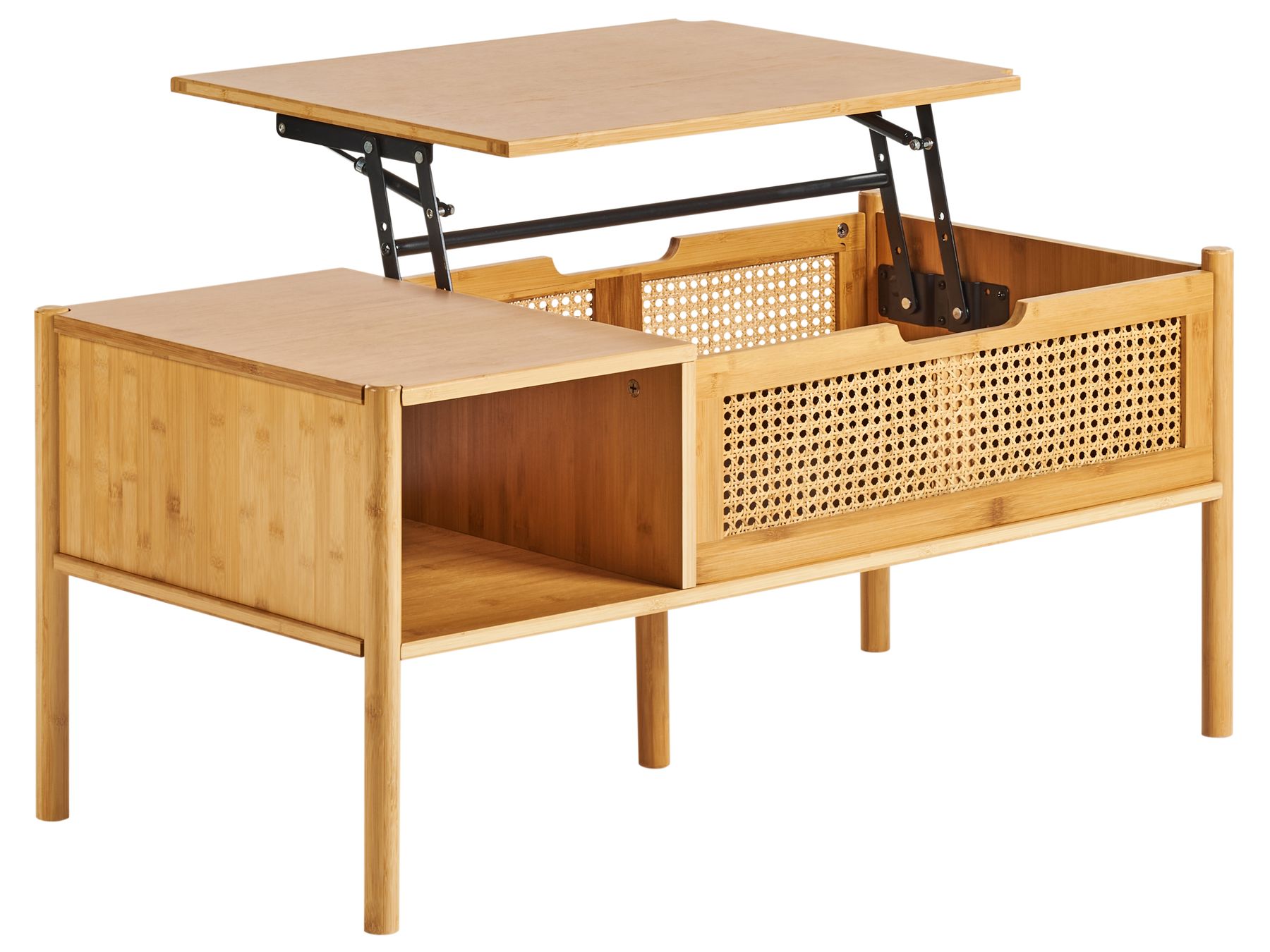 Table basse en Bambou Naturel avec rangement L99cmxl48cmxH43cm SINOY