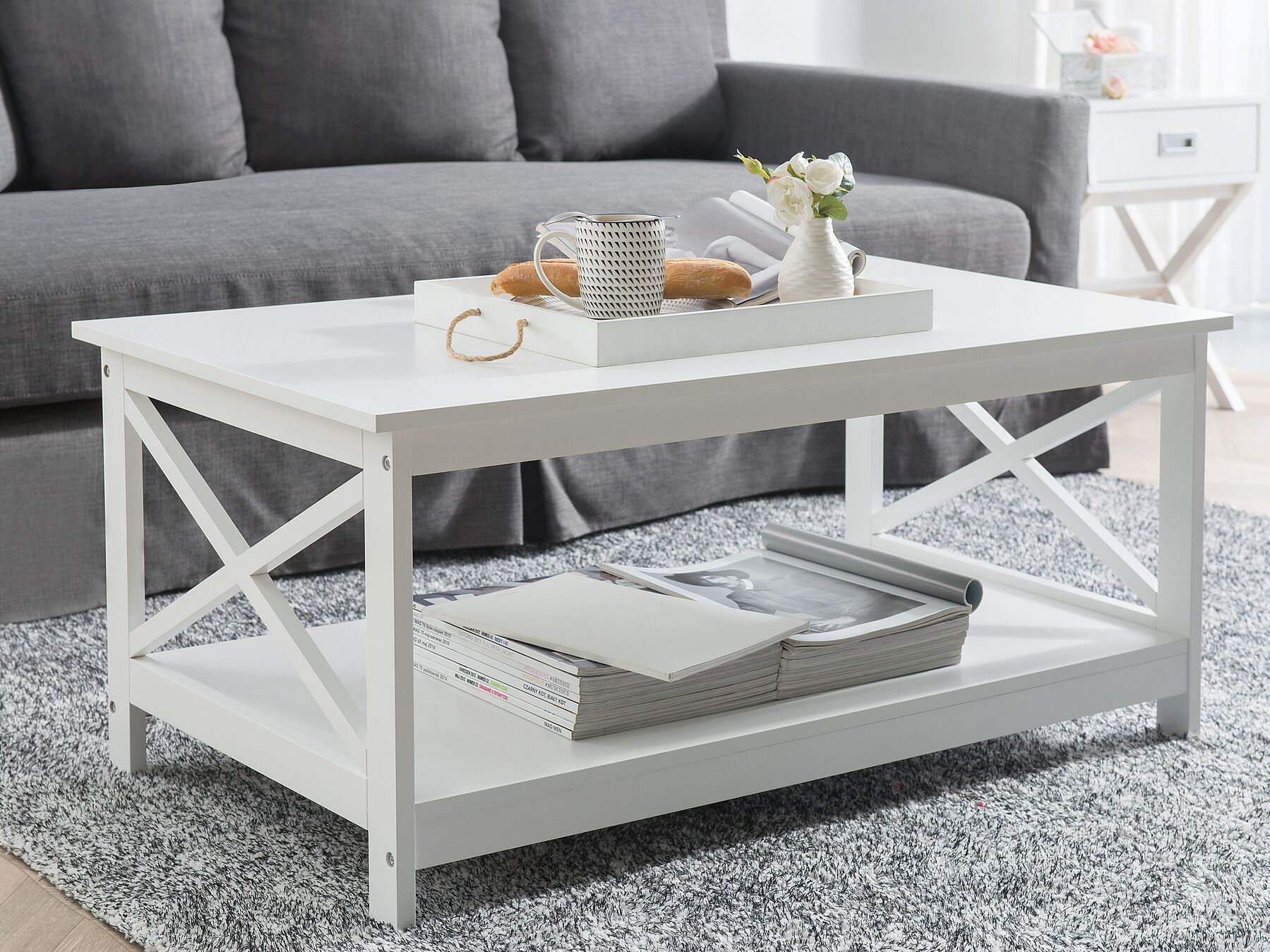 Table basse en bois Blanc L100cmxl55cmxH45cm BATEN