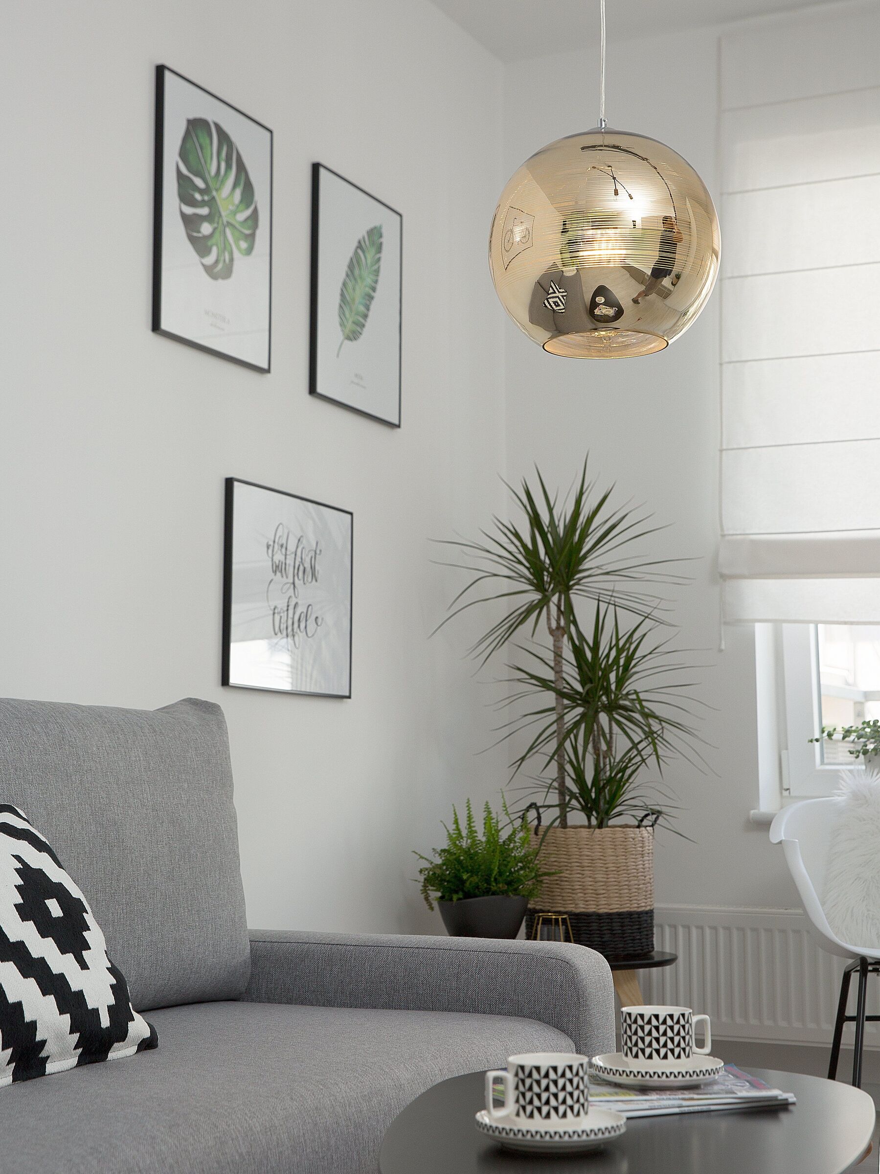 Lampe suspension en Verre Doré KOKAY