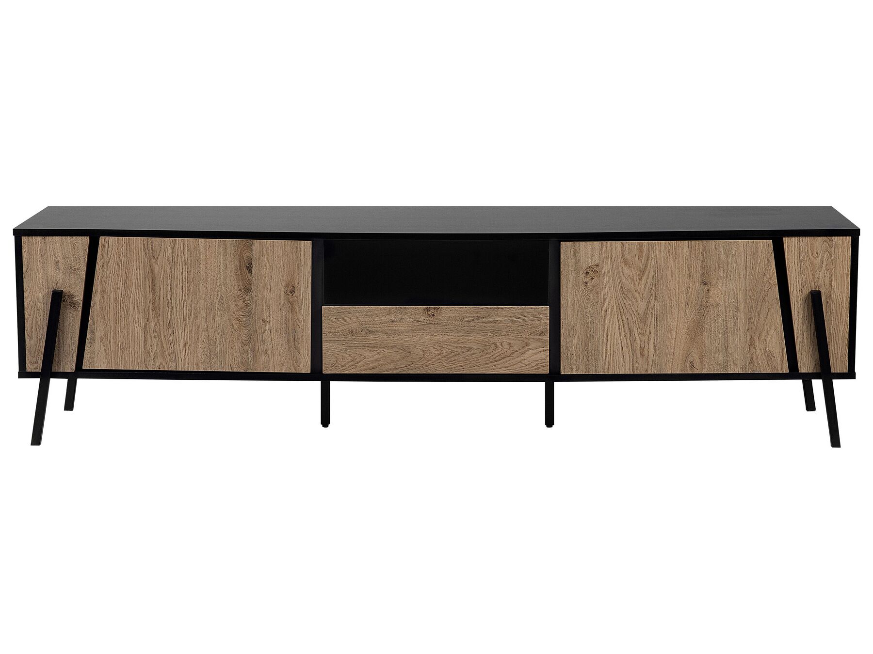 Meuble TV en bois Marron et Noir L177cmxl40cmxH46cm NAROU