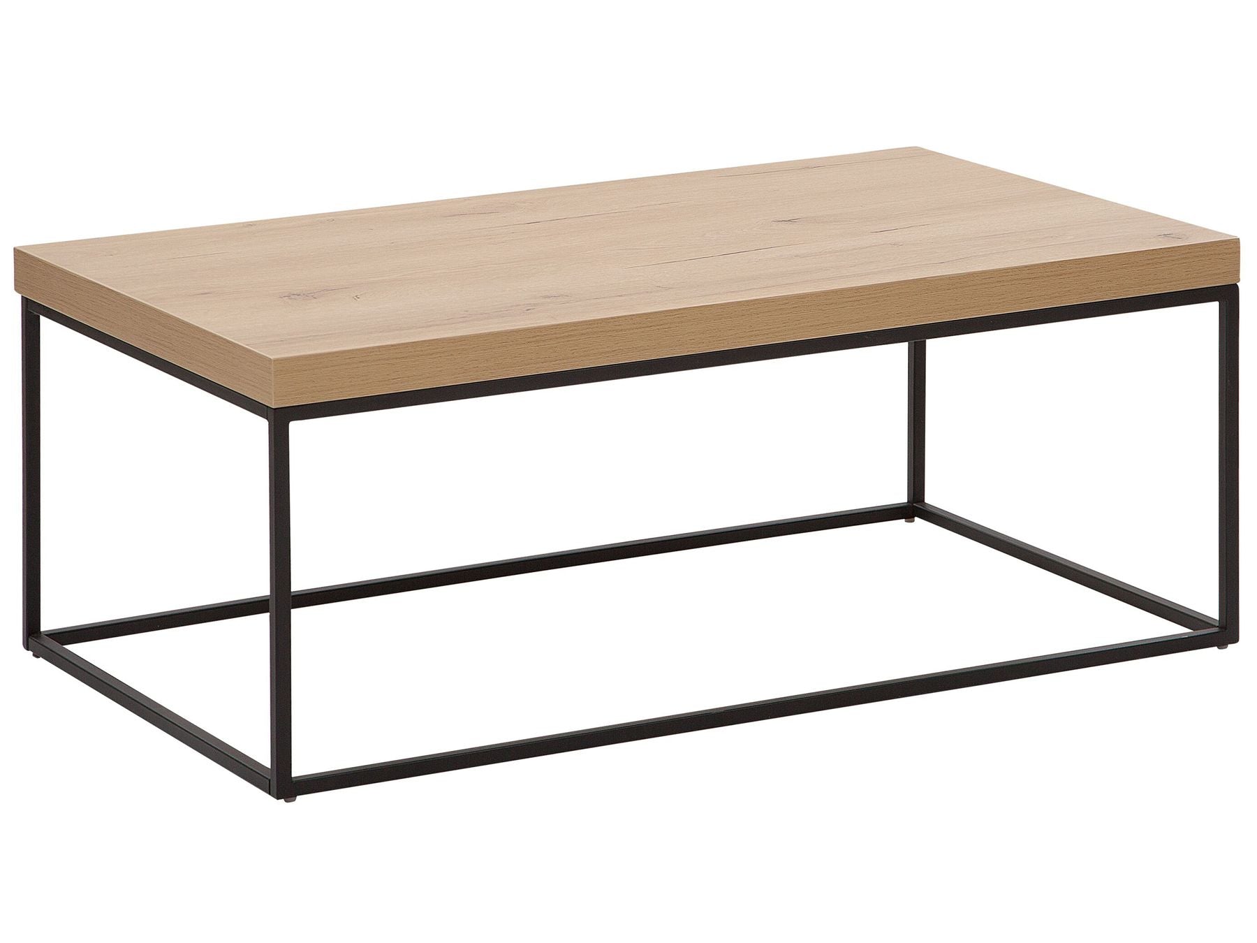 Table basse en Bois Marron clair et Métal Noir L100cmxl60cmxH40cm DJIBA