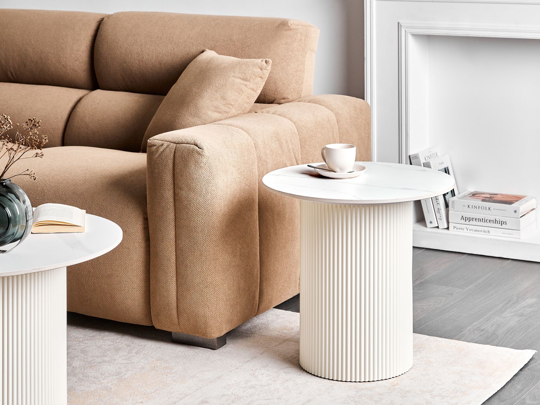 Table d'appoint en céramique Beige clair D50cmx48cm SRILA
