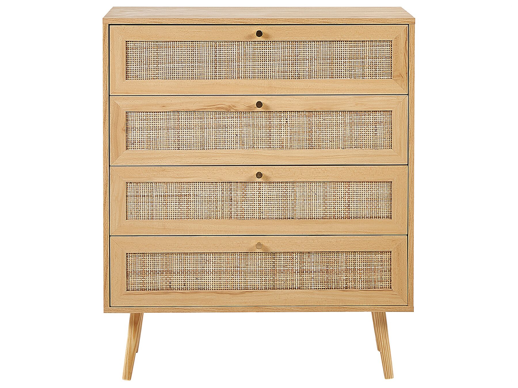 Commode à 4 tiroirs en Rotin Marron clair L80cmxl38cmxH97cm MOUJDA