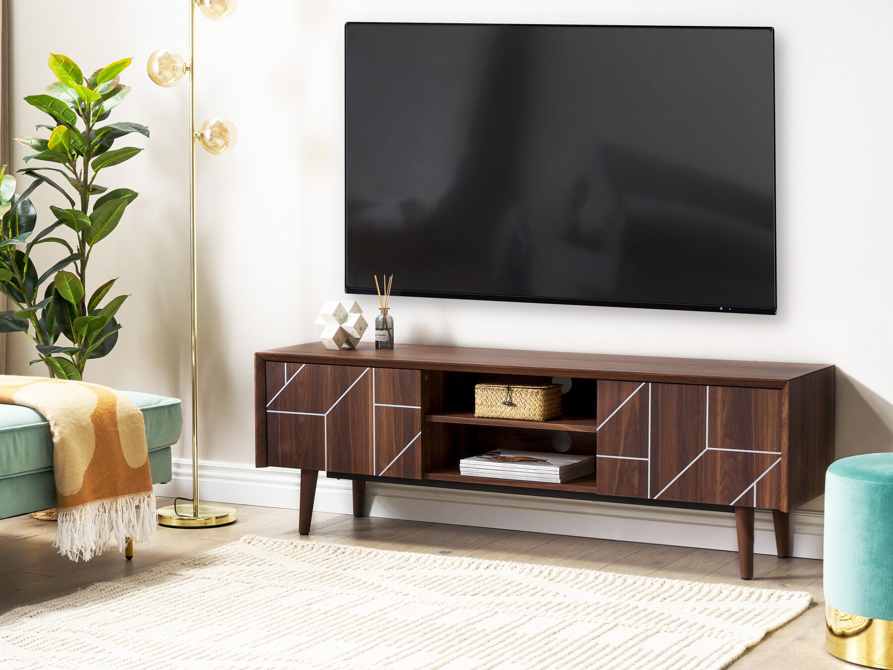 Meuble TV Marron foncé L150cmxl39cmxH51cm ATOS