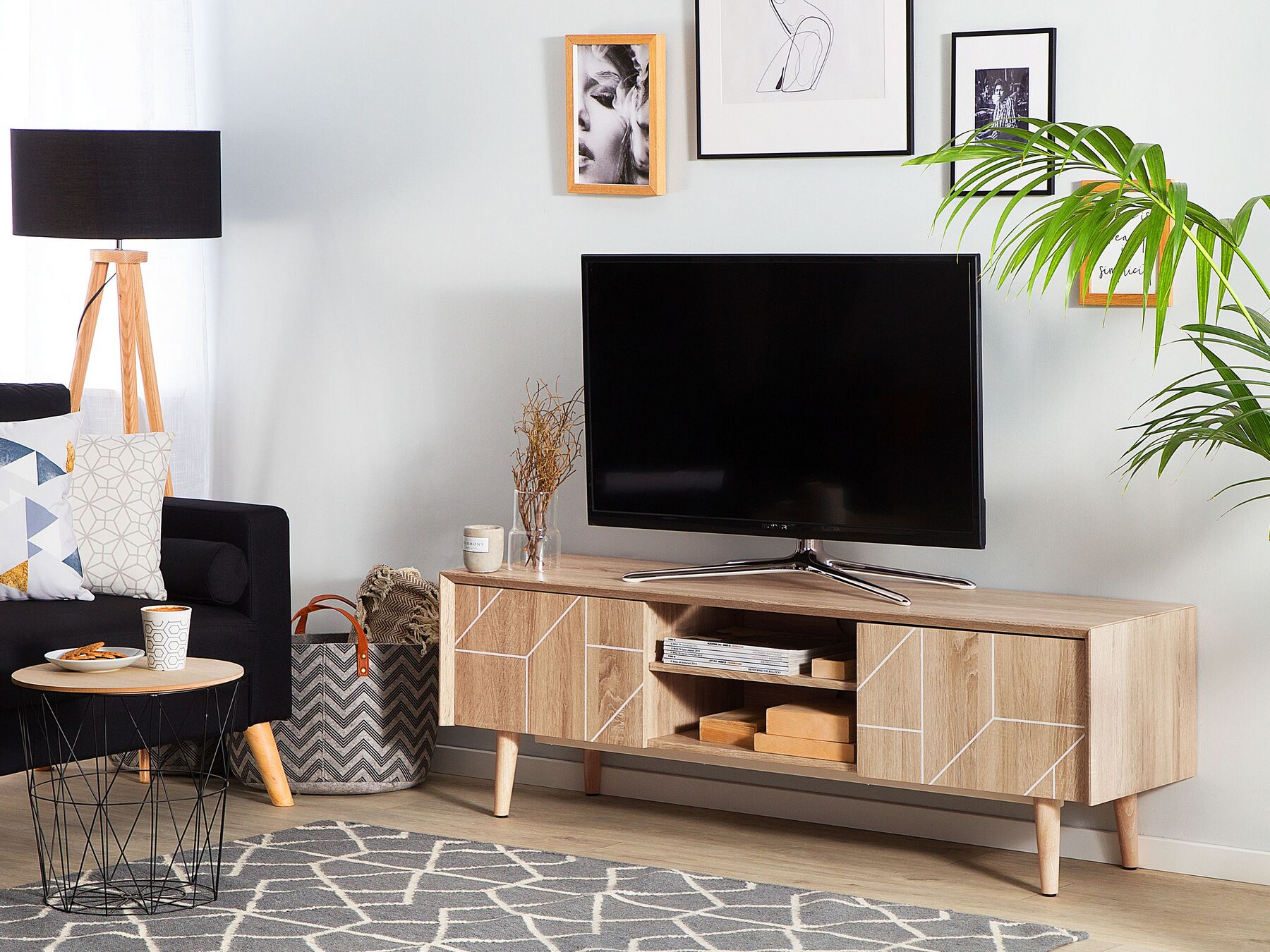 Meuble TV Marron clair L150cmxl39cmxH51cm ATOS