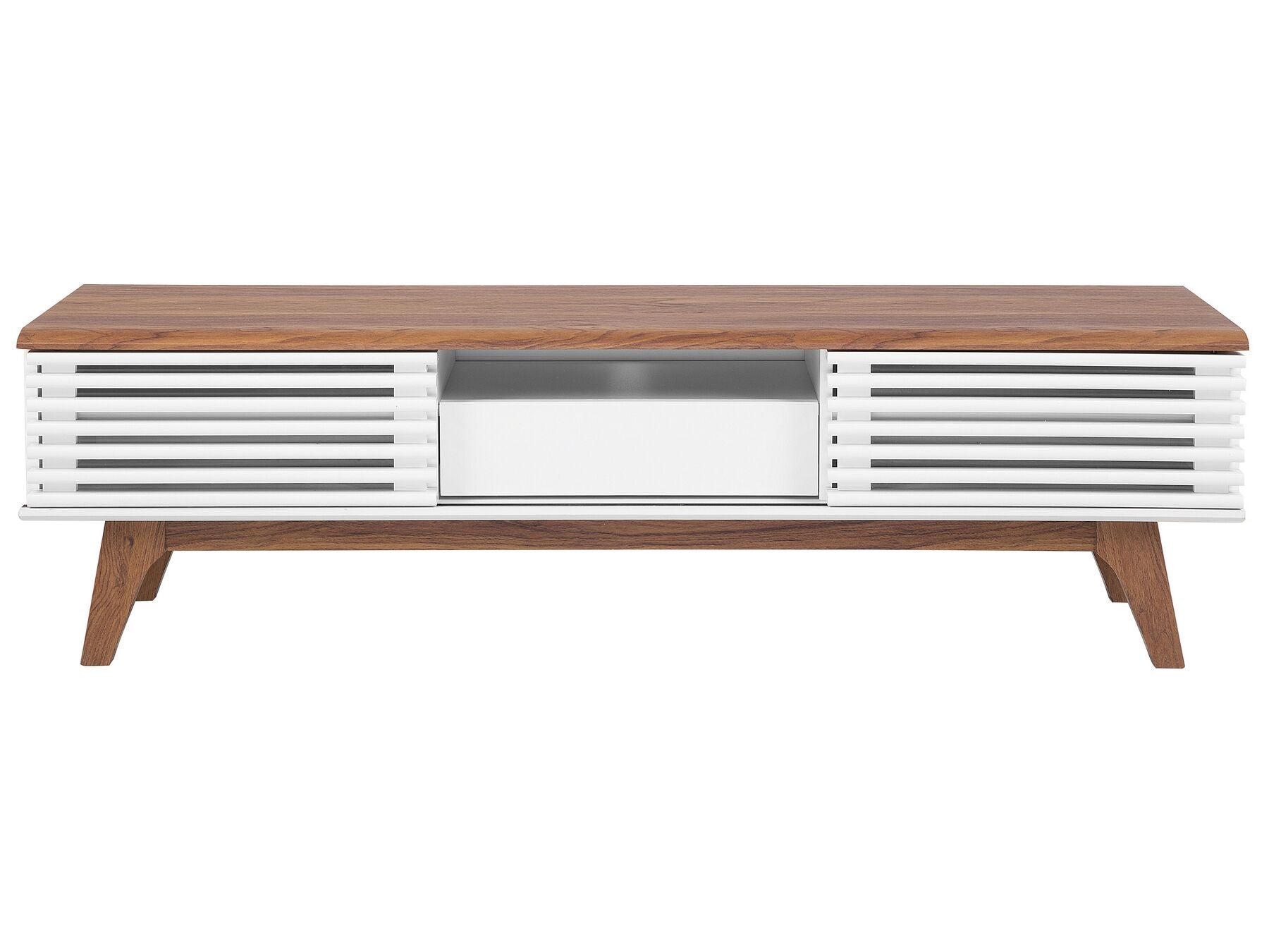 Meuble TV rétro en bois Marron et Blanc L149cmxl35cmxH44cm BALTI