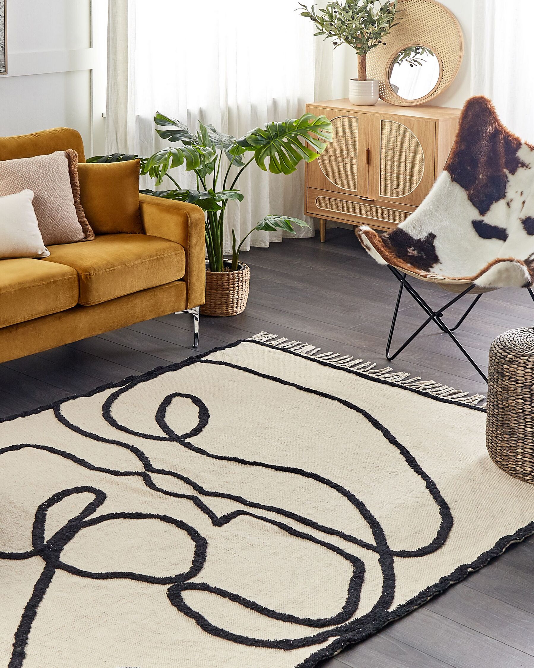 Tapis en coton Beige et Noir l160cmxL230cm VLARS