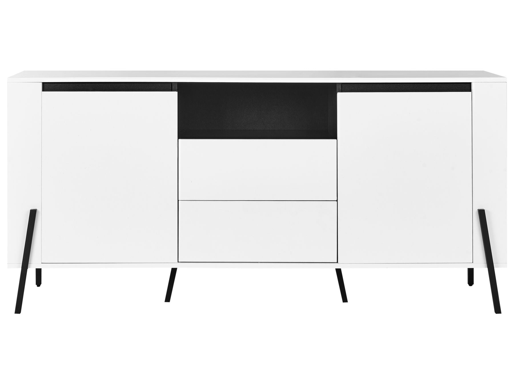 Commode 2 portes en bois Blanc et Noir L160cmxl39cmxH76cm KORG