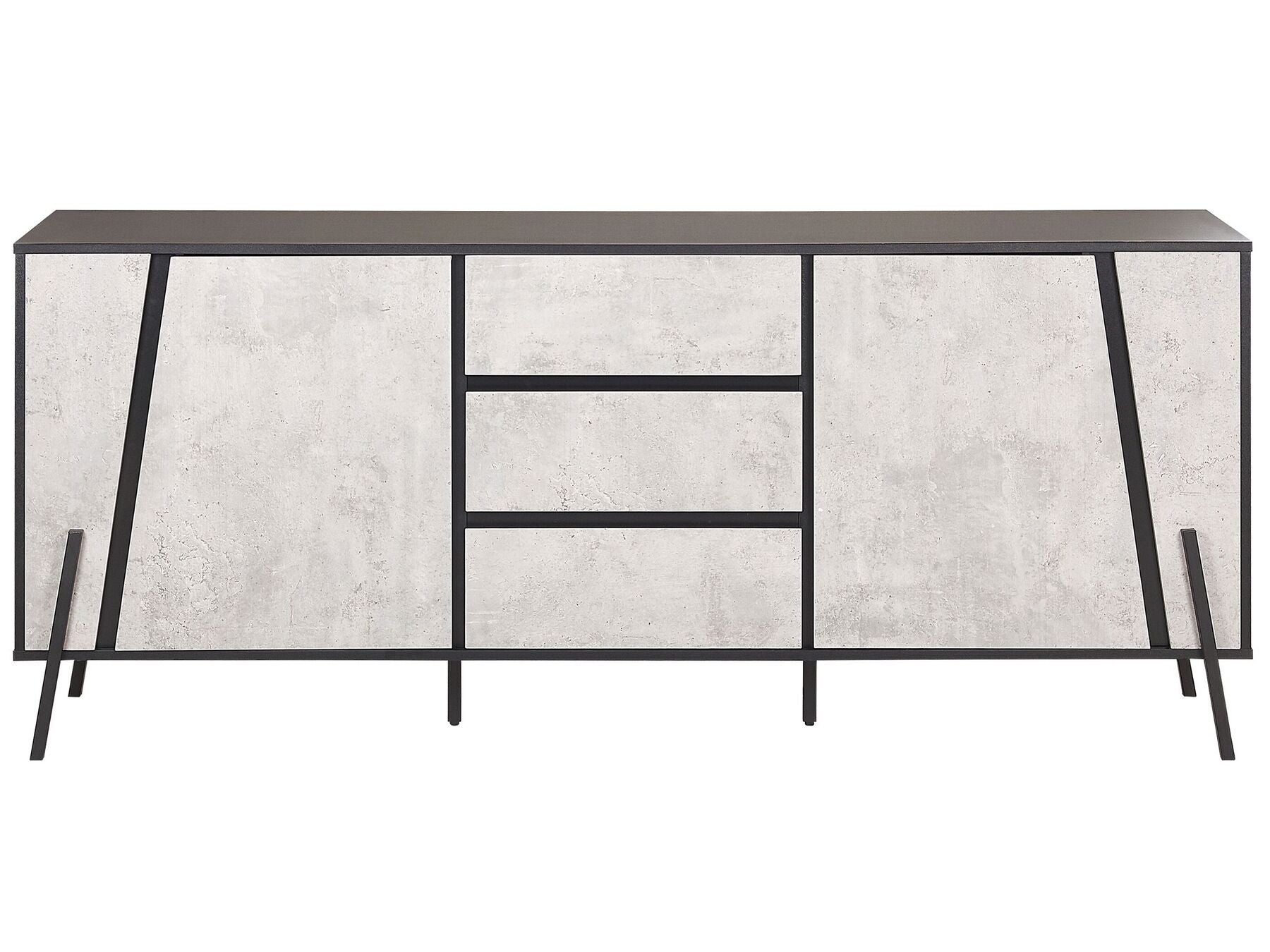 Commode 2 portes en bois effet béton Gris L177cmxl40cmxH75cm NAROU