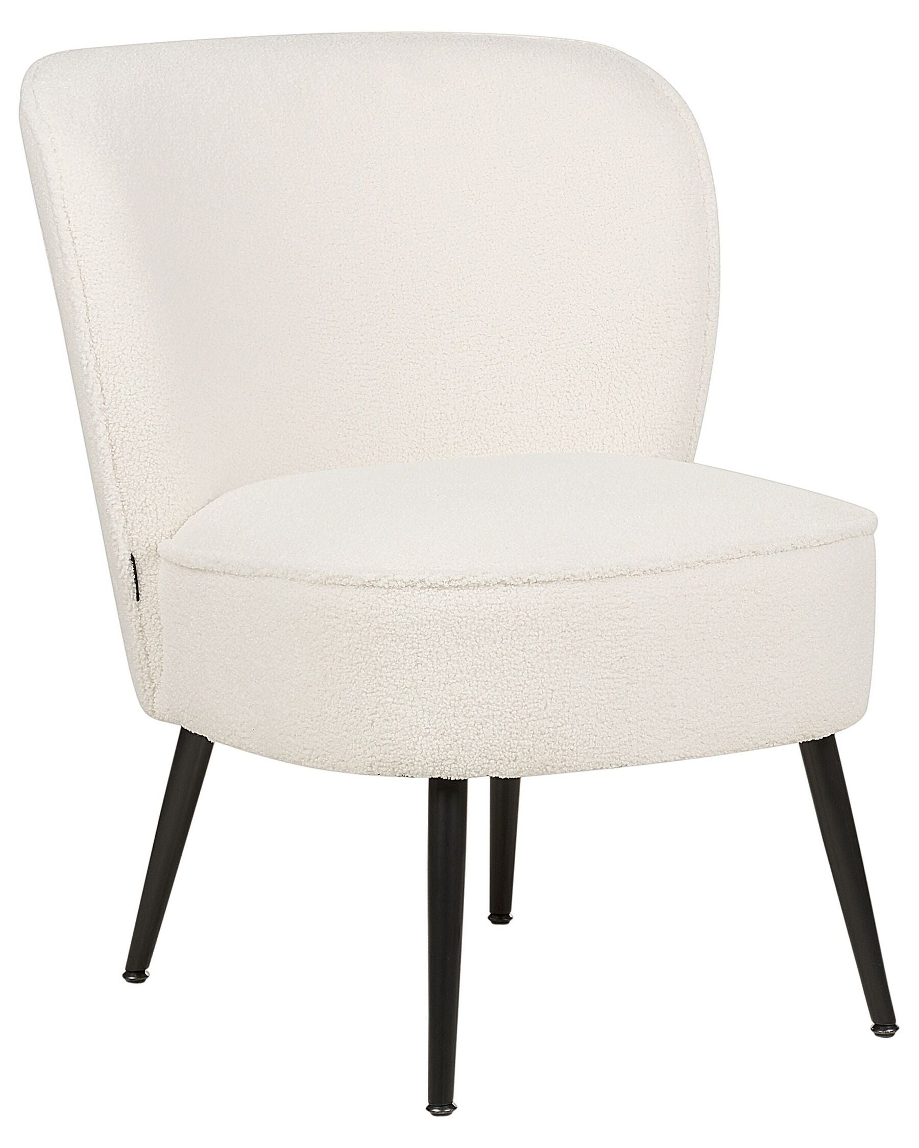 Fauteuil bouclé Blanc en bois de Pin SALOME