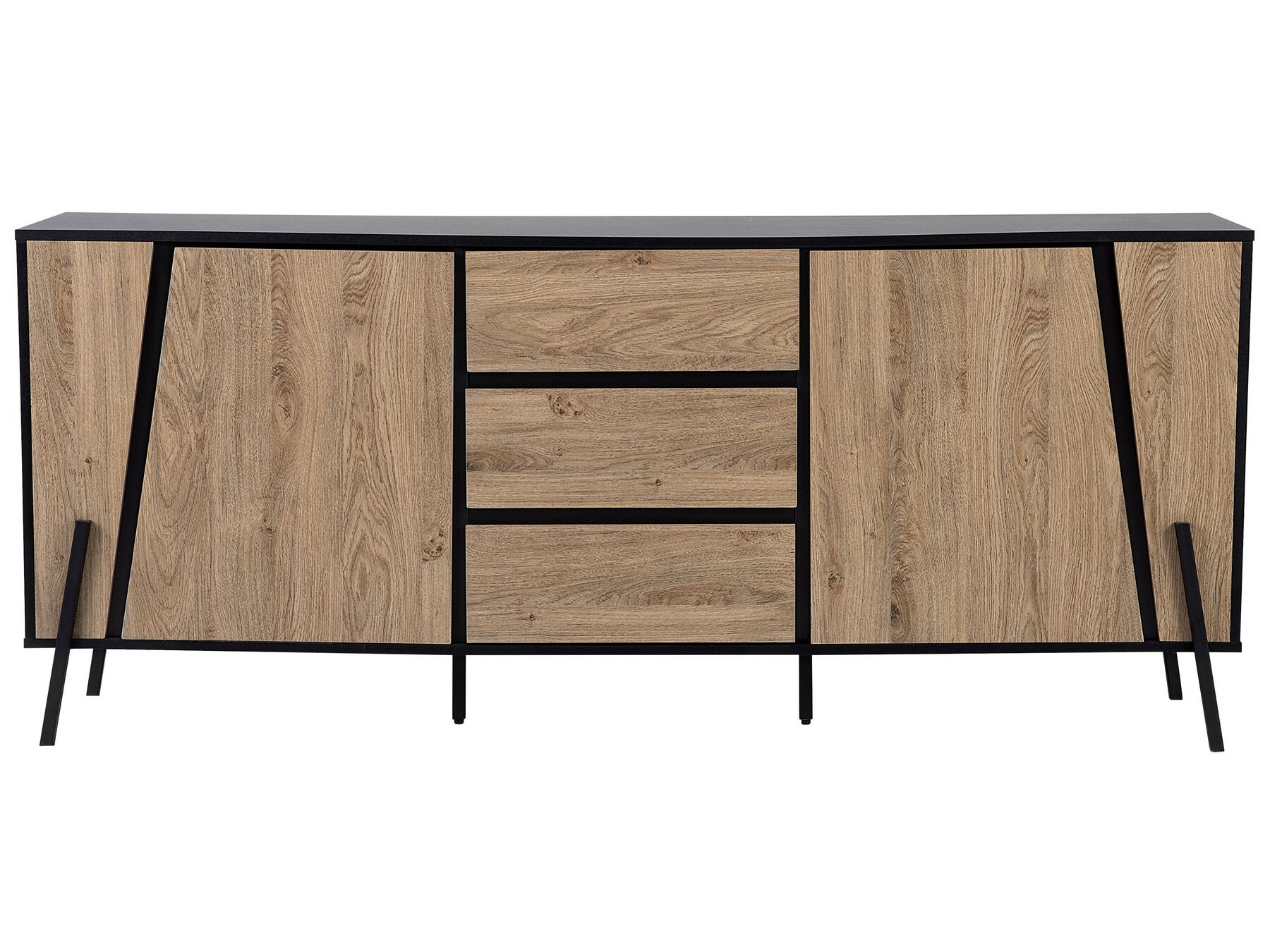 Commode 2 portes en bois Marron et Noir L177cmxl40cmxH75cm NAROU