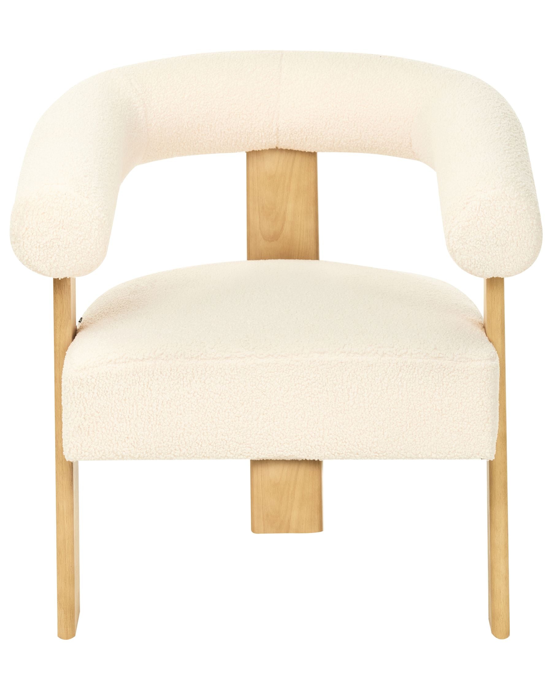 Fauteuil matière Bouclé Blanc et bois Marron clair GELAM