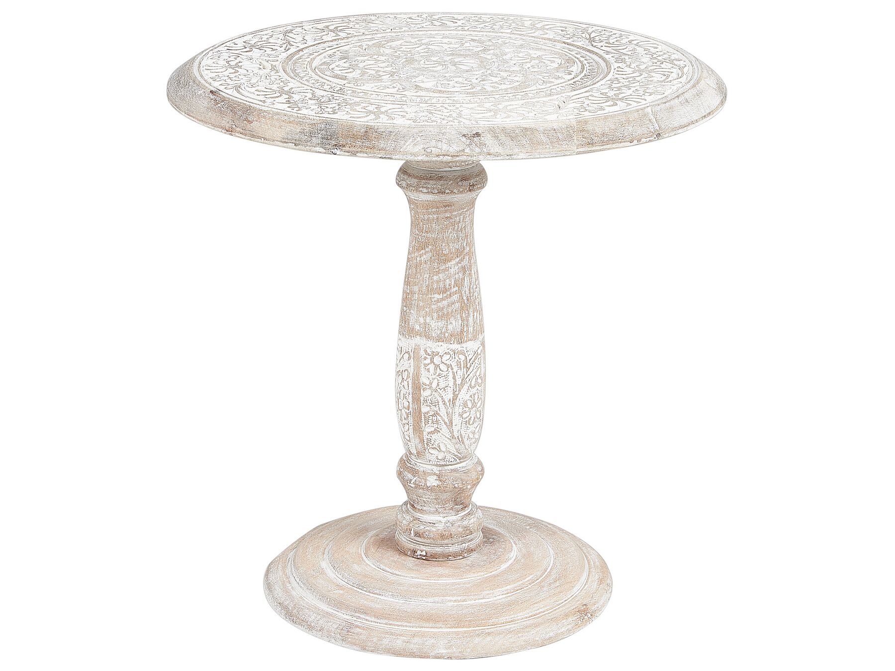 Table d'appoint en bois de manguier Blanc cassé D45cmxH43cm MARTIN