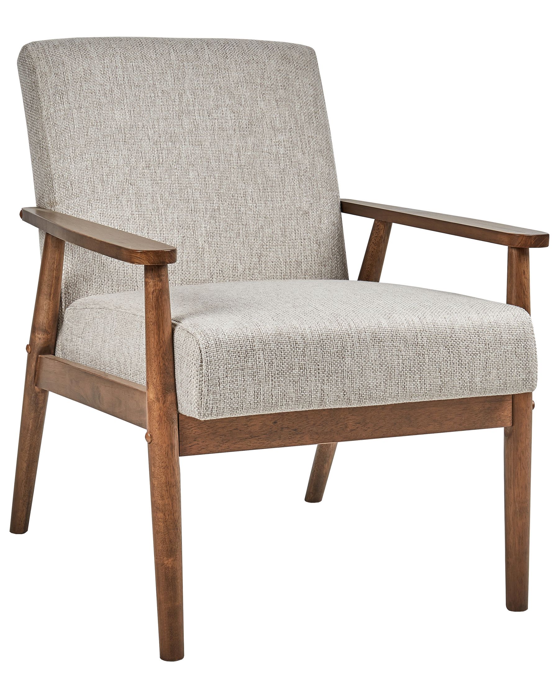 Fauteuil Gris rétro rembourré avec accoudoirs en bois NAYBO