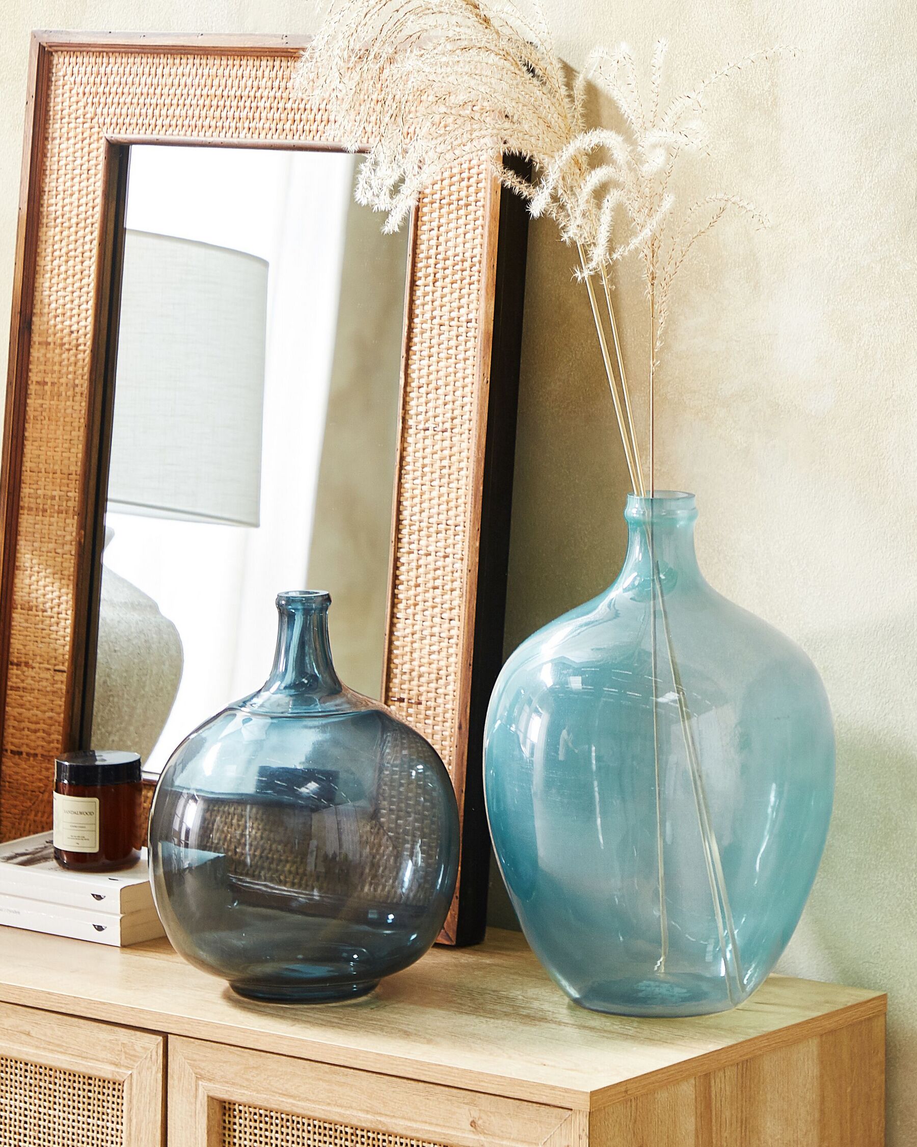 Vase décoratif en verre Bleu clair H39cm CLIVA