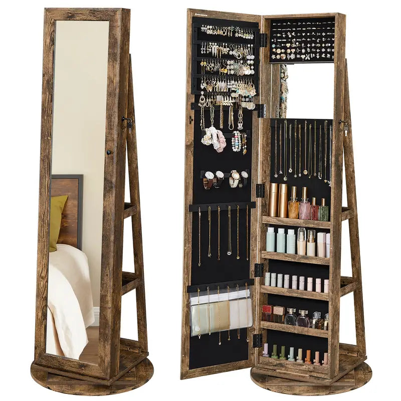 Miroir et Armoire à Bijoux pivotante sur pieds l37xH155cm GIRI