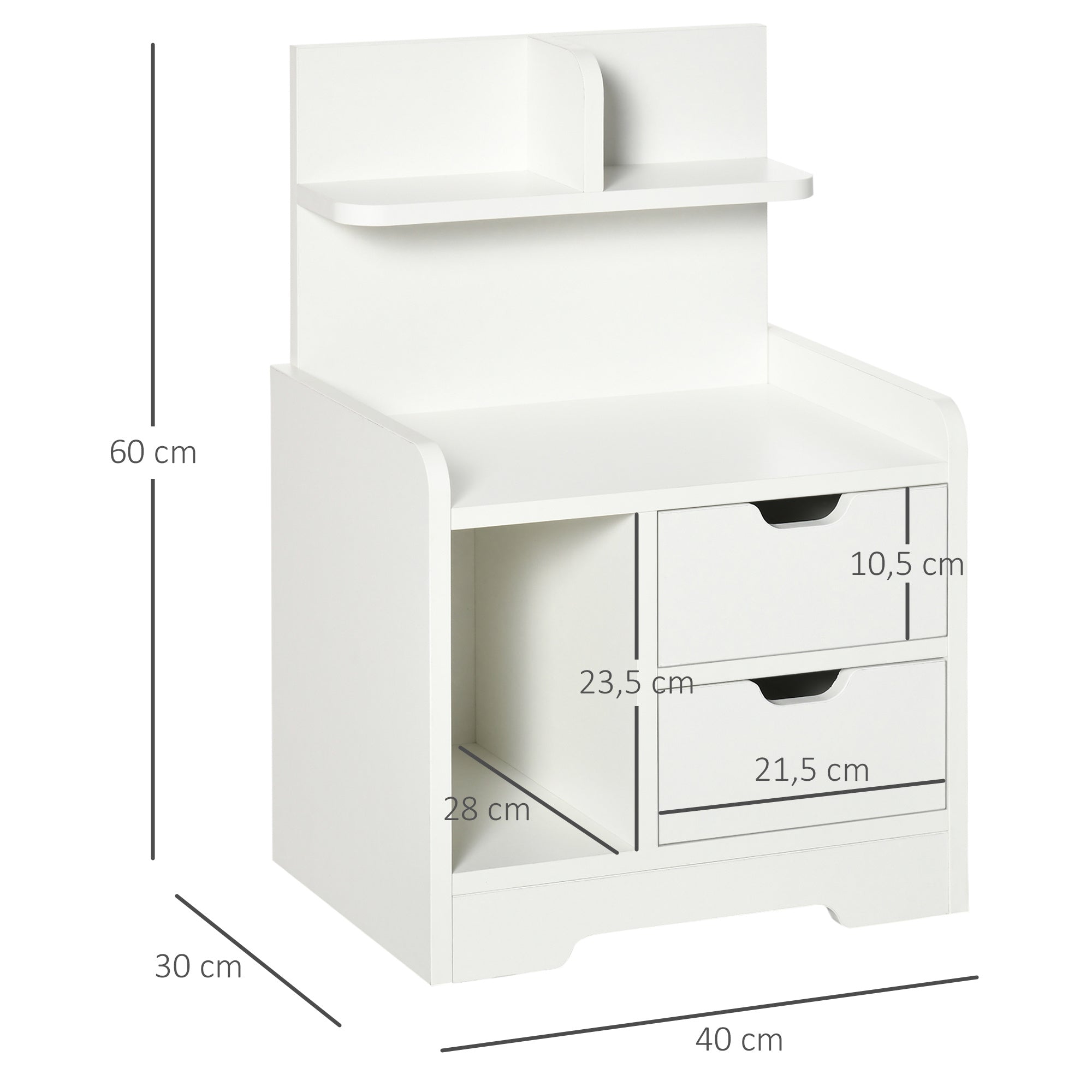 Table de Chevet Multi-Rangement L40xl30xH60cm YIU