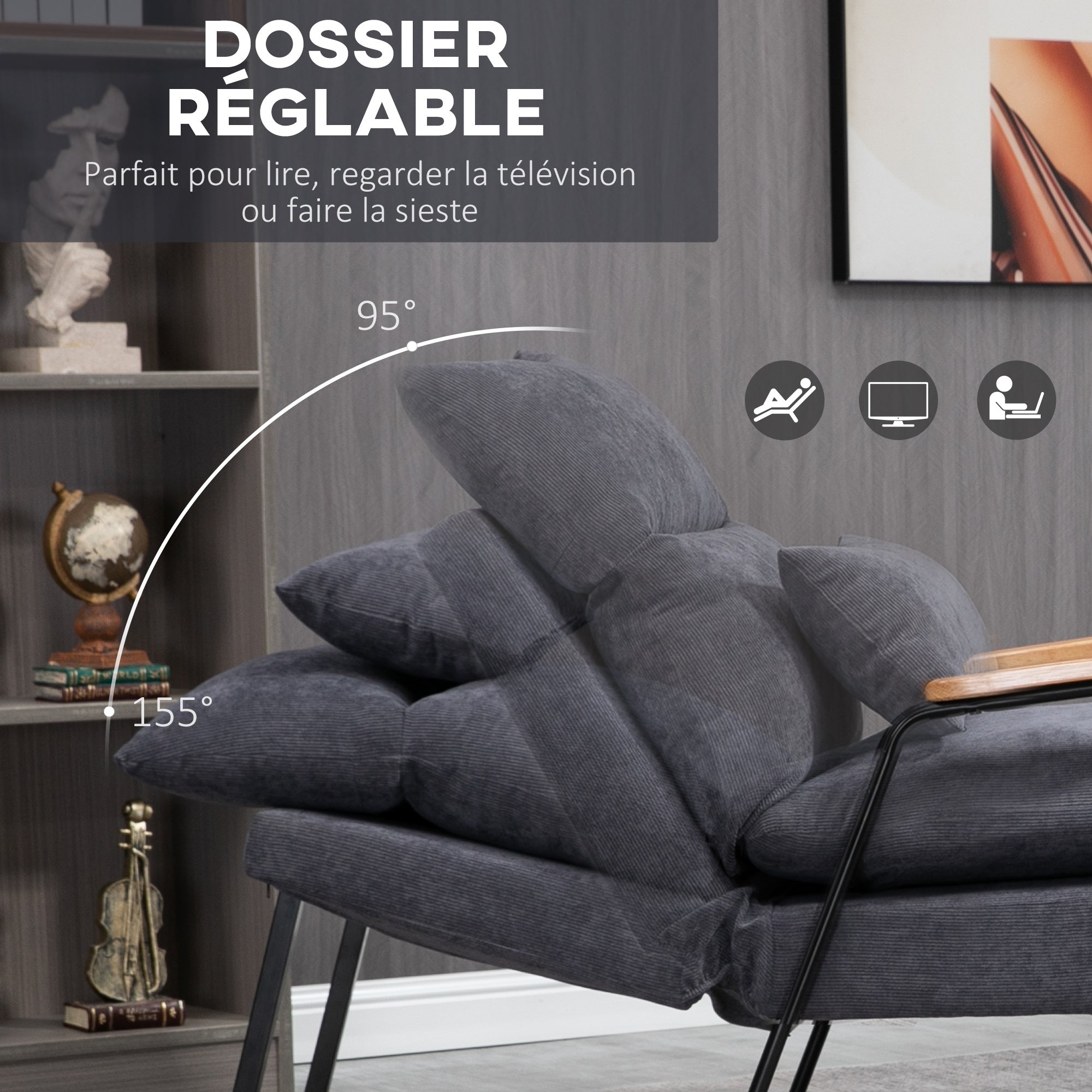 Fauteuil Lounge Neo-rétro avec Repose-Pieds GORA