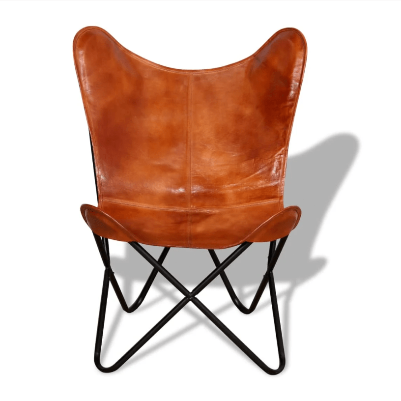 Fauteuil Papillon en Cuir Véritable L74xl66xH90cm LOVAK