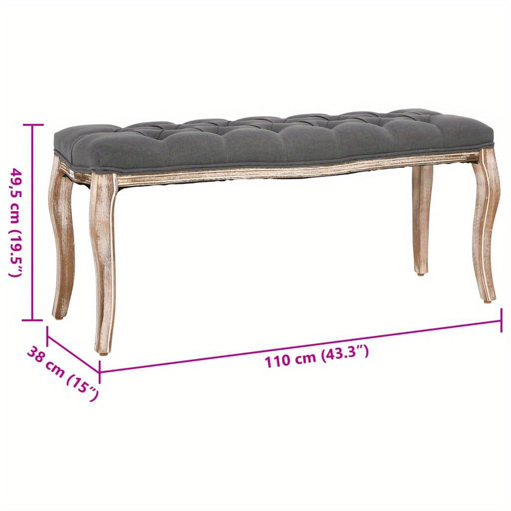 Banc Rembourré au Charme Antique pied doré L110xl38xH49,5cm CELIA