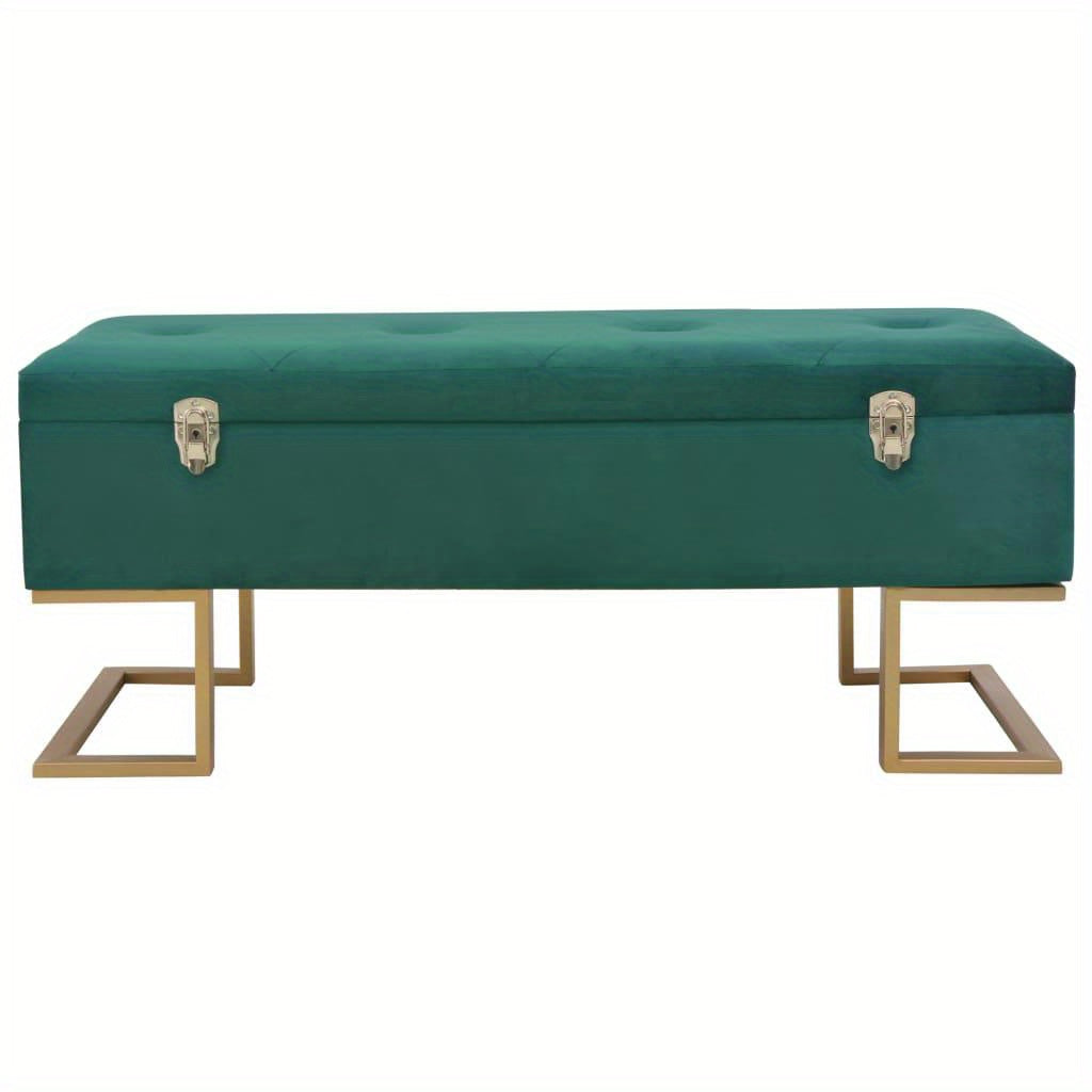 Banc d'Entrée Vert en Velours L105xl40xH44cm BOLI