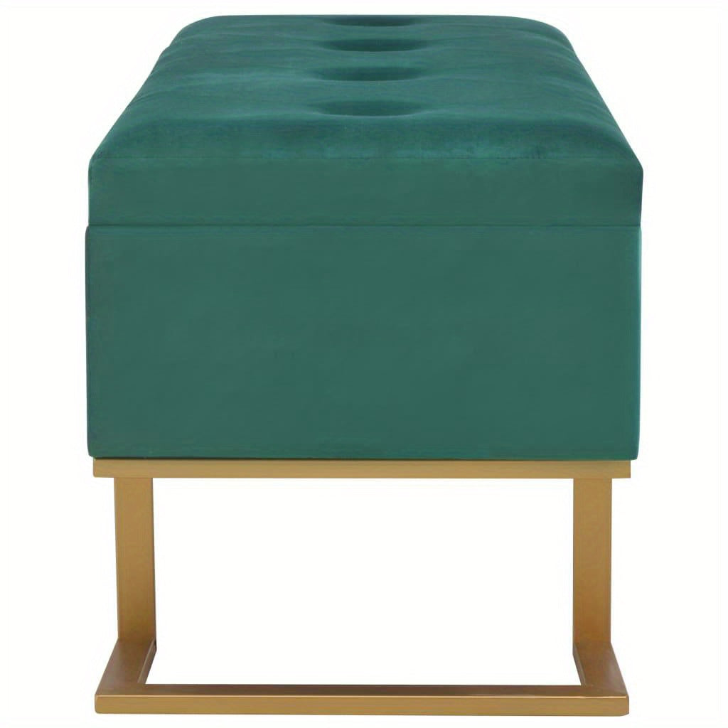 Banc d'Entrée Vert en Velours L105xl40xH44cm BOLI