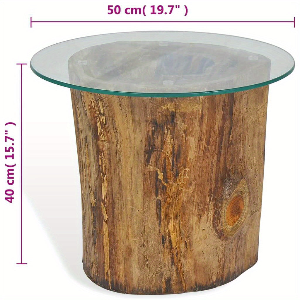 Table Basse en Teck avec Plateau en Verre L50xH40cm JAVA