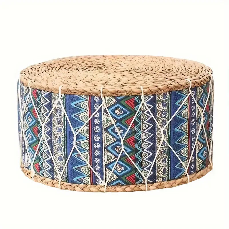 Pouf Ottoman style ethnique tissé à la main L40xl40xH20cm LOCO