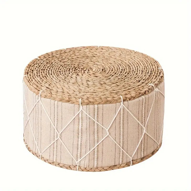 Pouf Ottoman style ethnique tissé à la main L40xl40xH20cm LOCO