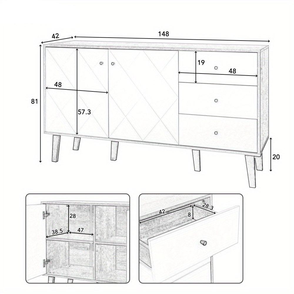 Buffet Moderne Élégant et Fonctionnel L142xl42xH81cm LYLY