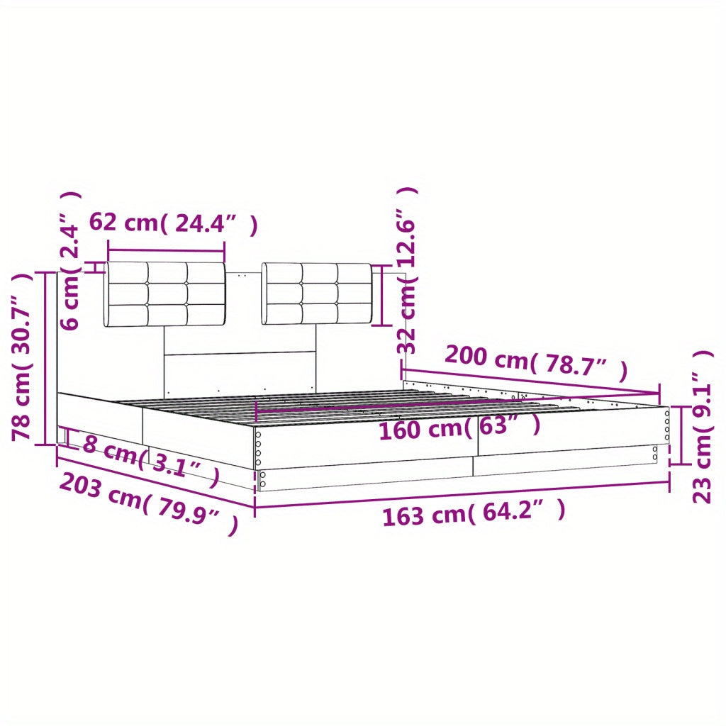 Cadre de Lit avec Tête de Lit l160xL200cm SONA