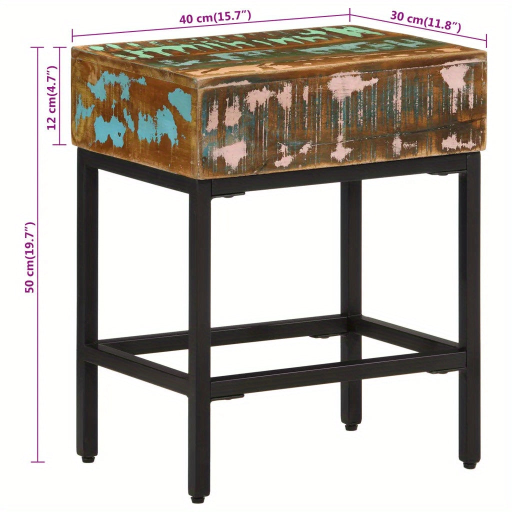 Table d'Appoint Bois Recyclé Massif L40xl30xH51cm NALO