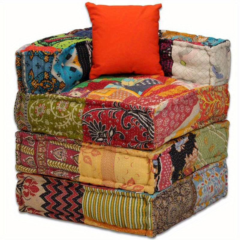 Salon Ottoman Modulaire 8 Places en Tissu Patchwork HINDI