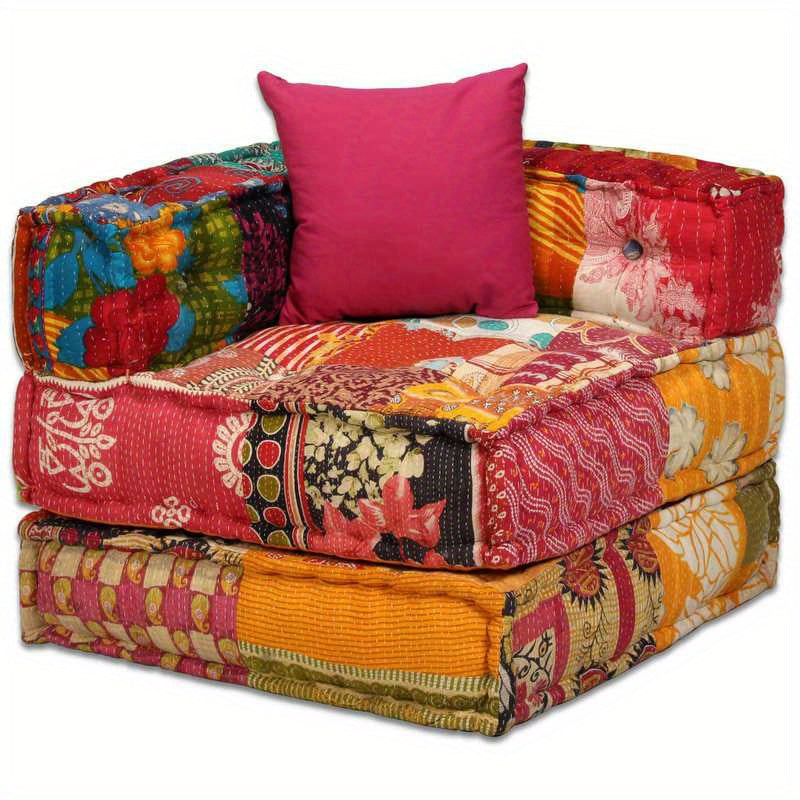 Salon Ottoman Modulaire 8 Places en Tissu Patchwork HINDI