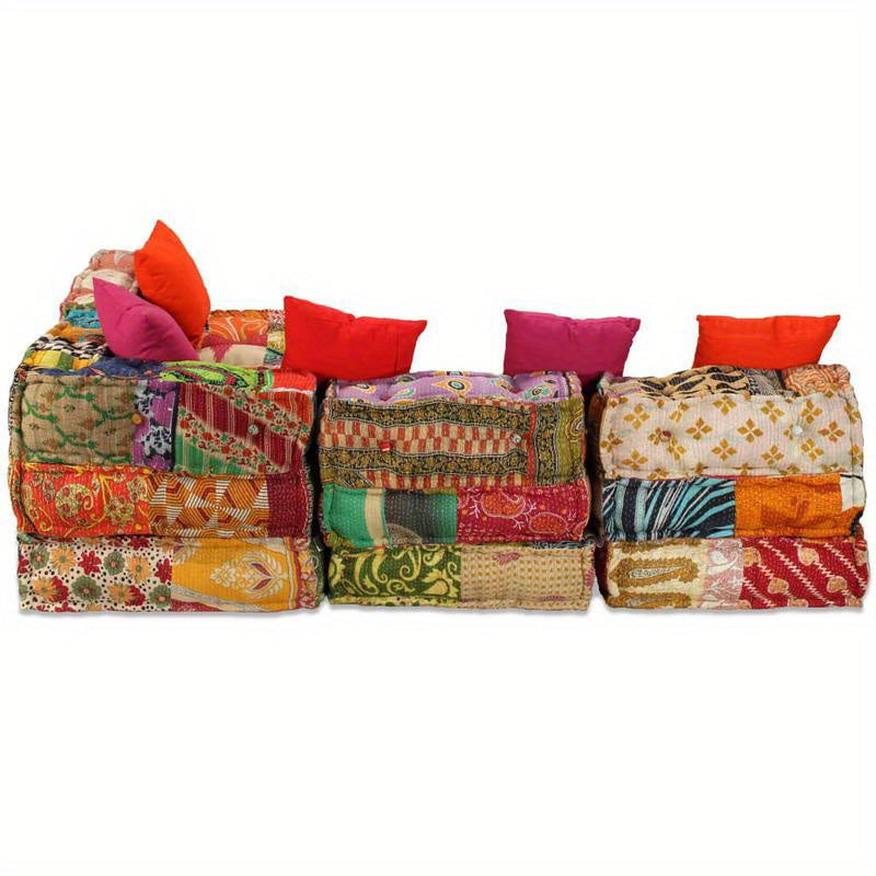 Salon Ottoman Modulaire 8 Places en Tissu Patchwork HINDI