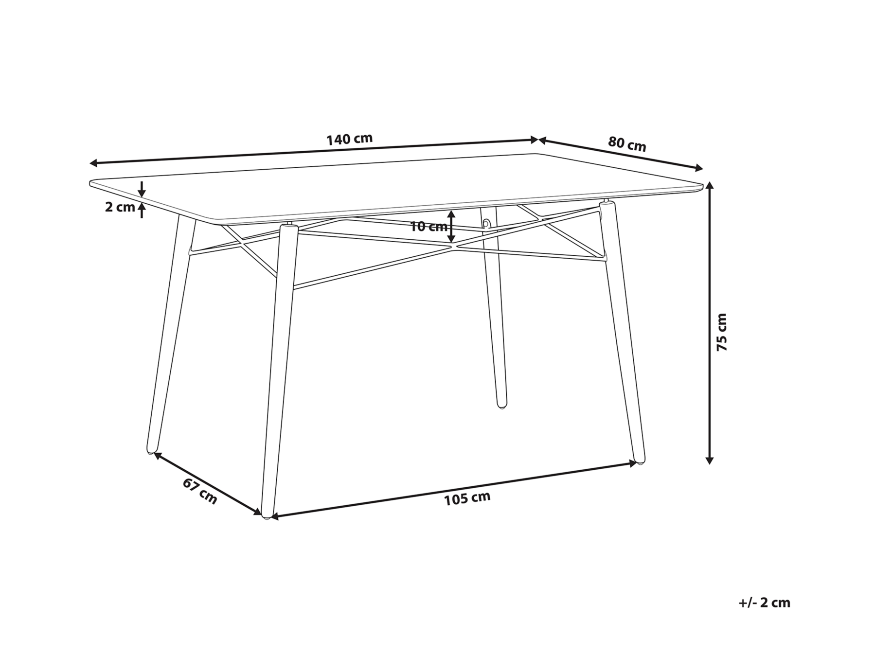 Table à manger Noir et Pieds en bois Hêtre L140cmxl80cmxH75cm SIGGA