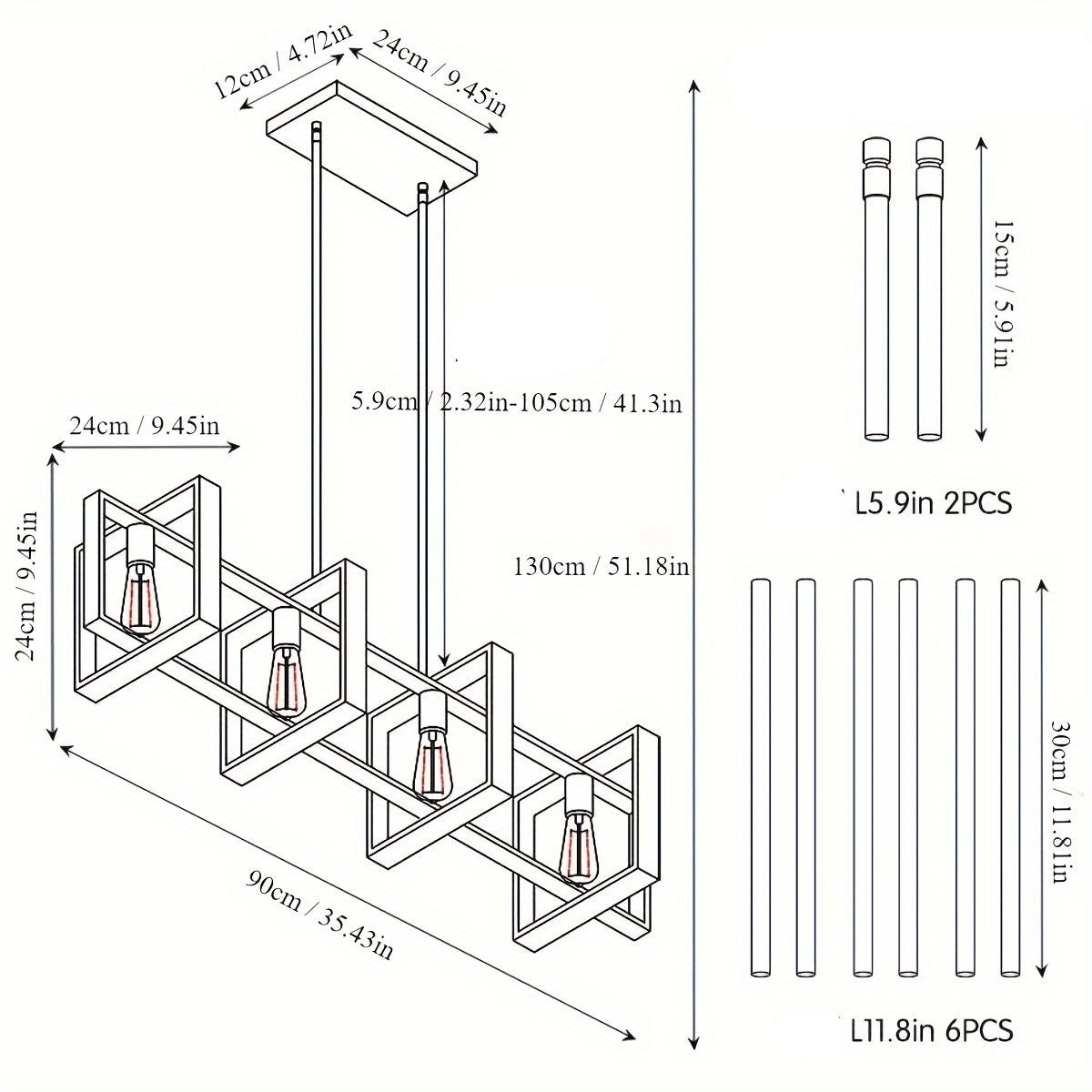 Suspension Luminaire L90cm LORA