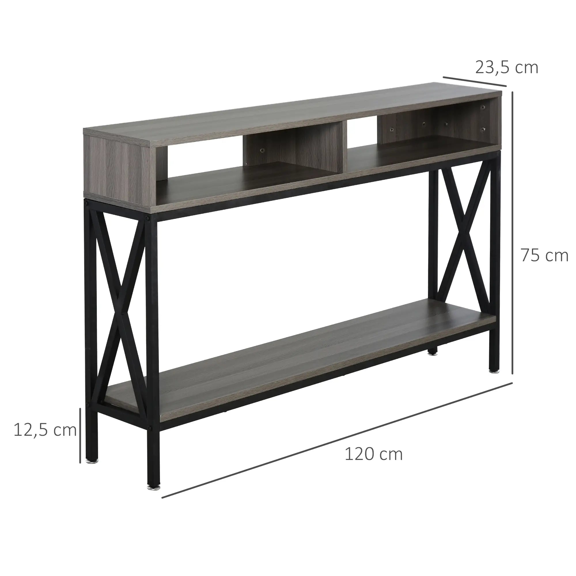Console d'Entrée Industriel L120cmxl23,5cmxH75cm Gris KASSI